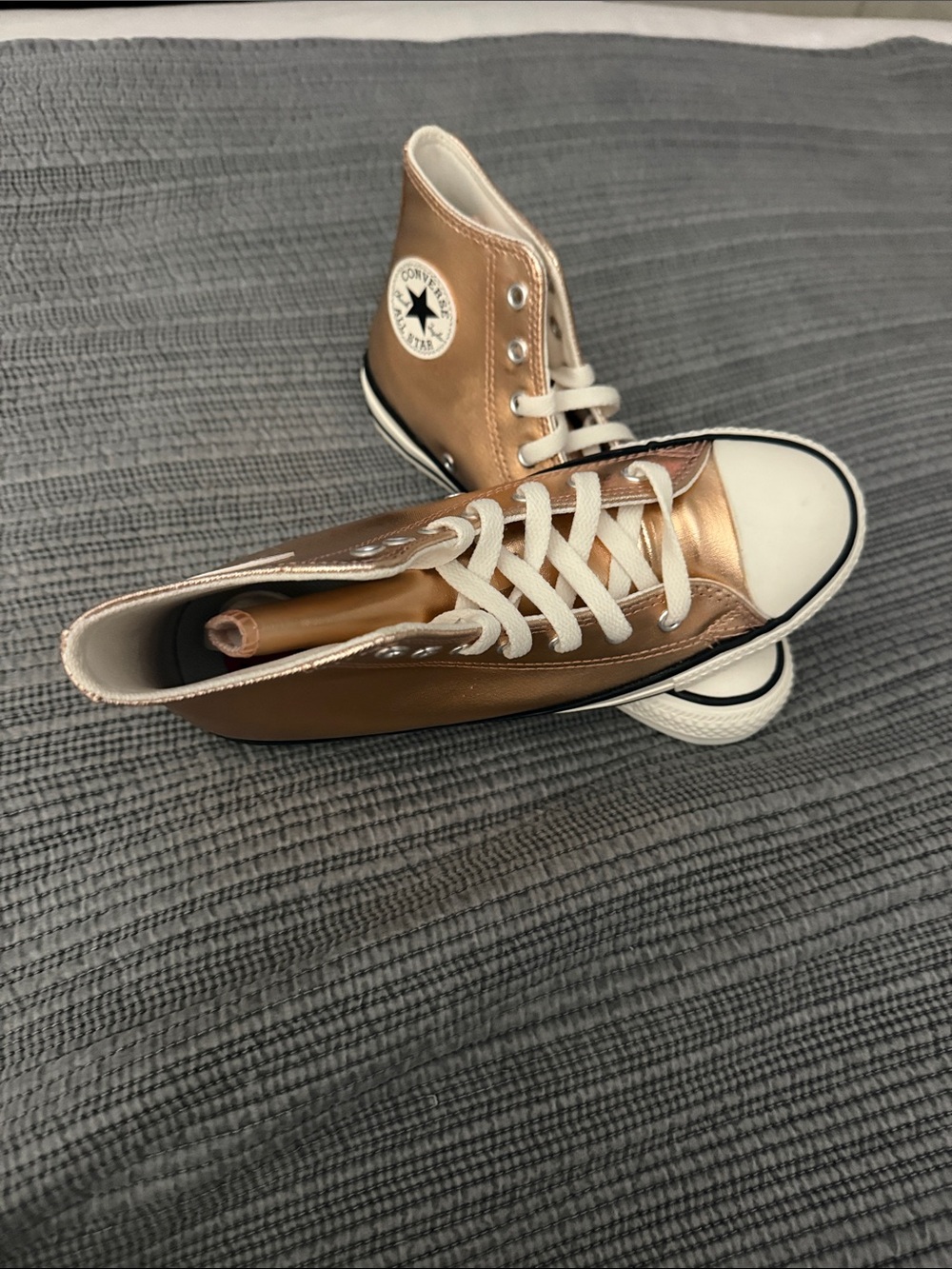 NEW Kids Converse High-Top Sneakers in Metallic Rose Gold